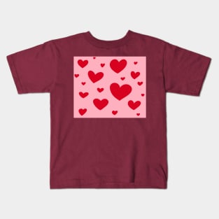 Pink and Heart Heart Pattern Kids T-Shirt